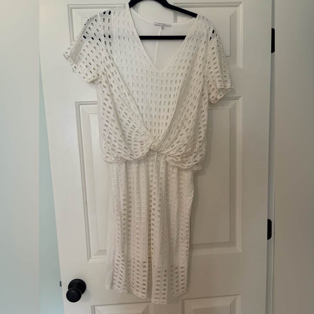 Carven White Eyelet Mini Dress